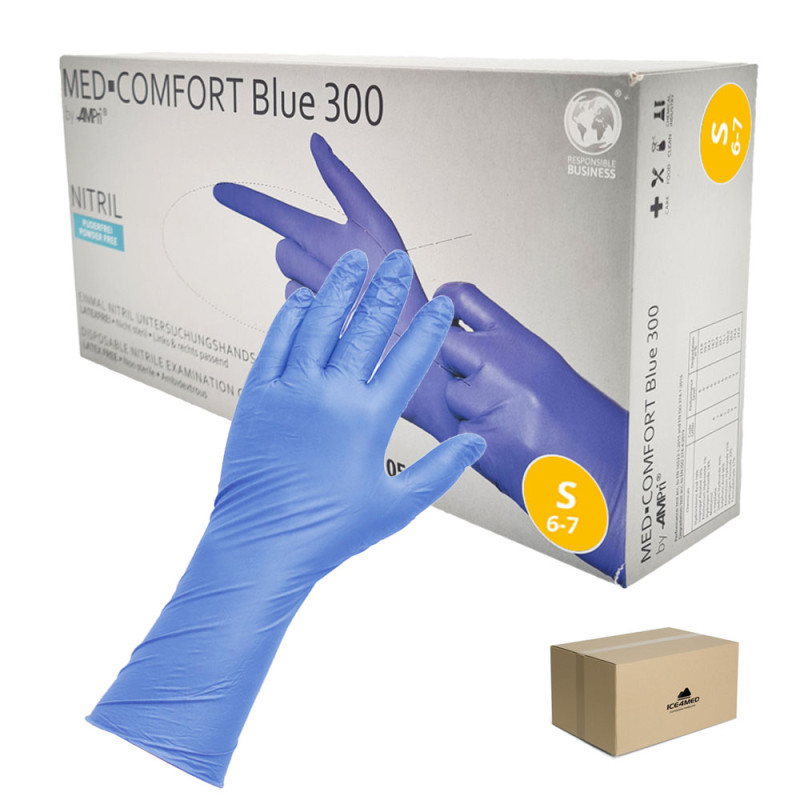 Rękawiczki nitrylowe S niebieskie Ampri Blue 300 100sztuk karton 10op