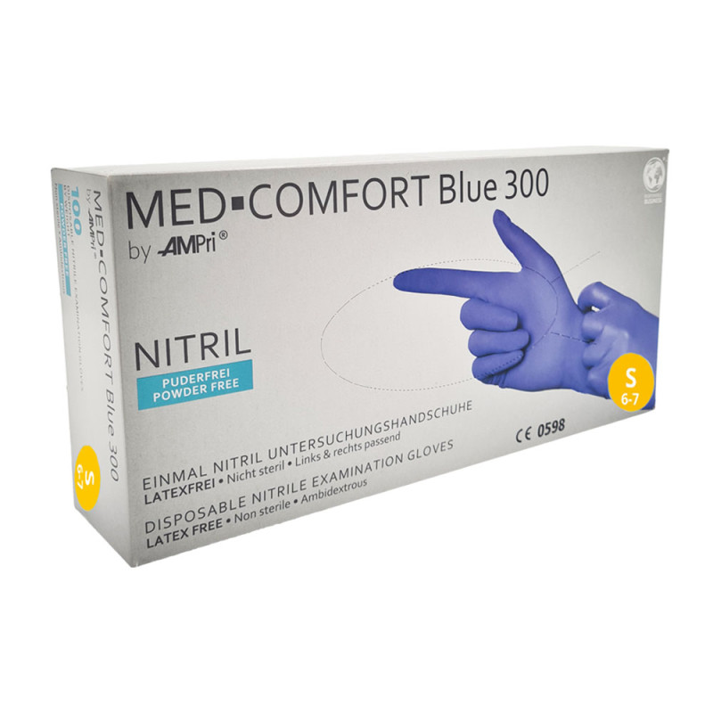 Rękawiczki nitrylowe S niebieskie Ampri Blue 300 100sztuk karton 10op
