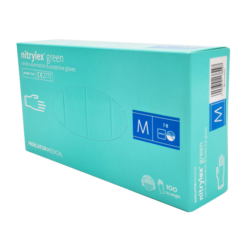 Rękawiczki nitrylowe M zielone Mercator Nitrylex Green 100sztuk