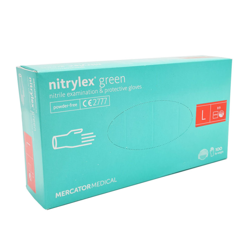 Rękawiczki nitrylowe L zielone Mercator Nitrylex Green 100sztuk