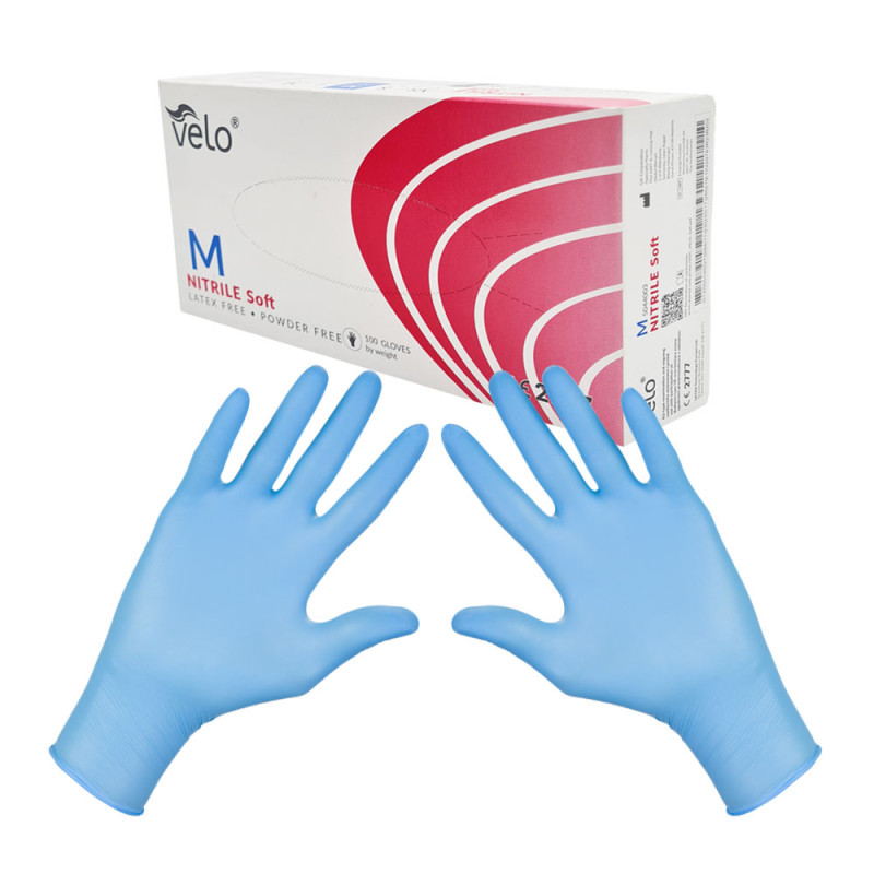 Rękawiczki nitrylowe M niebieskie Velo 100sztuk
