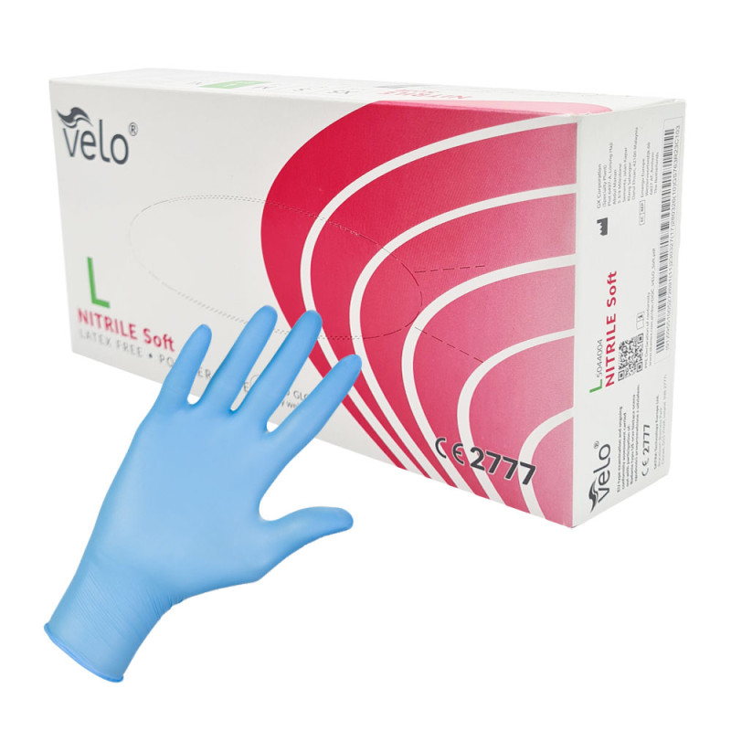 Rękawiczki nitrylowe L niebieskie Velo 100sztuk