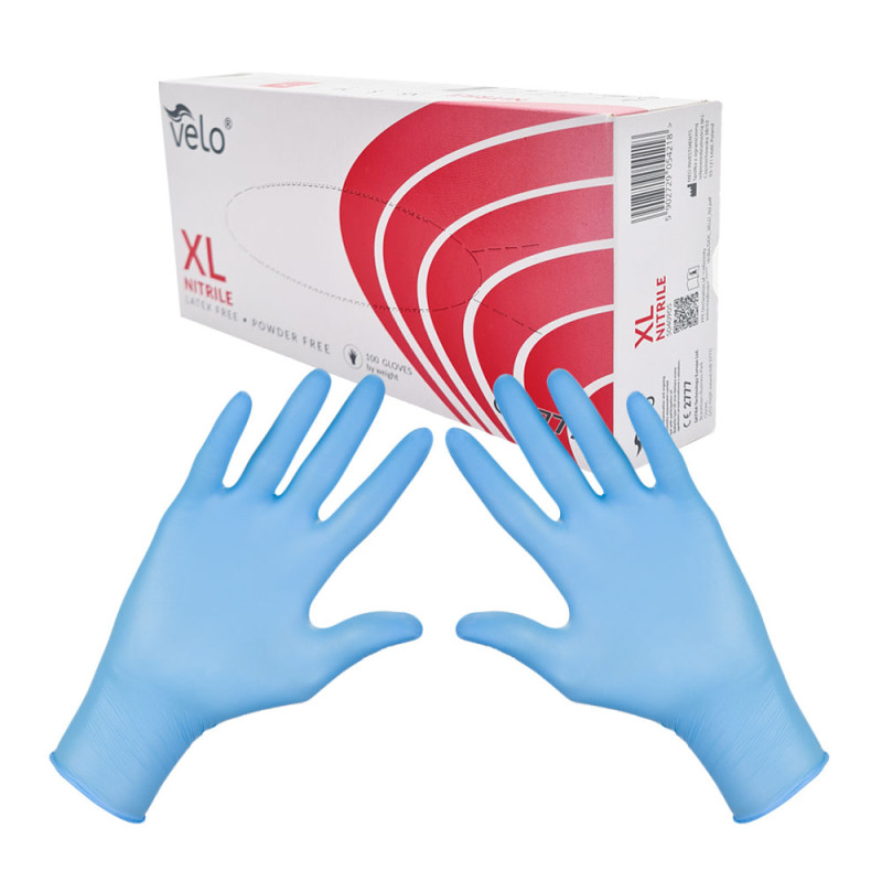 Rękawiczki nitrylowe XL niebieskie Velo 100sztuk