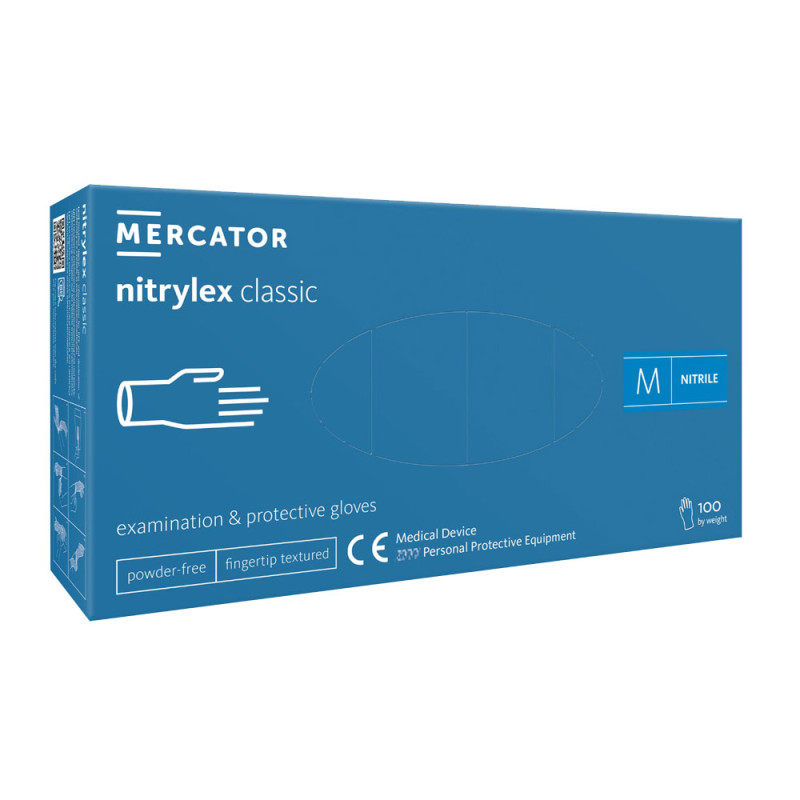 Rękawiczki nitrylowe M niebieskie Mercator Nitrylex Classic 100sztuk