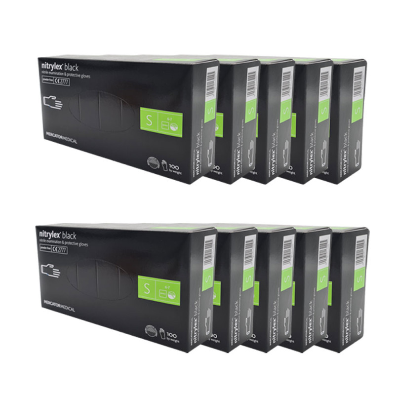 Rękawiczki nitrylowe S czarne Mercator Nitrylex Black 100sztuk karton 10op