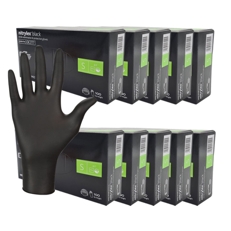 Rękawiczki nitrylowe S czarne Mercator Nitrylex Black 100sztuk karton 10op