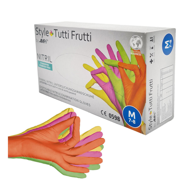 Rękawiczki nitrylowe M kolorowe Ampri Style Tutti Frutti 96sztuk