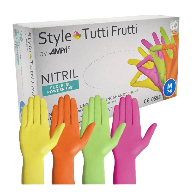 Rękawiczki nitrylowe M kolorowe Ampri Style Tutti Frutti 96sztuk