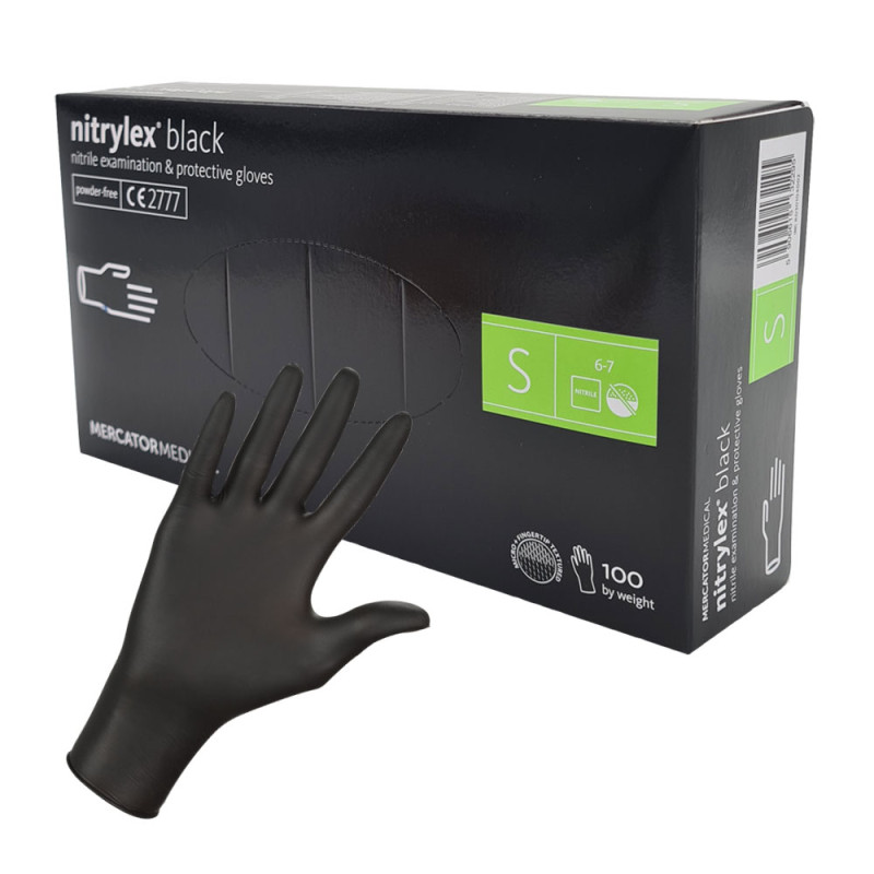 Rękawiczki nitrylowe S czarne Mercator Nitrylex Black 100sztuk