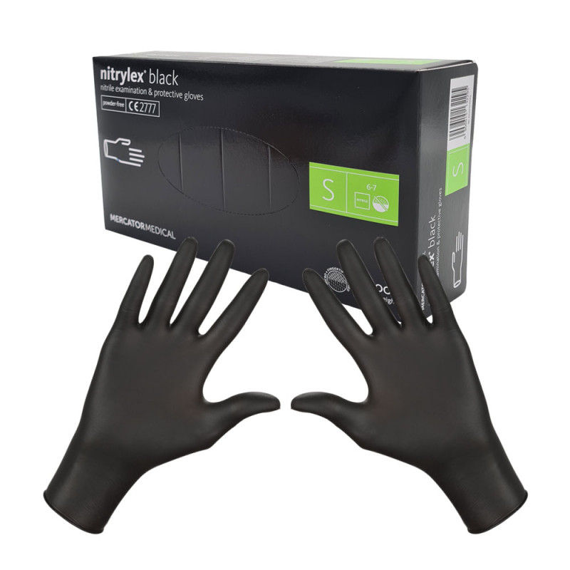 Rękawiczki nitrylowe S czarne Mercator Nitrylex Black 100sztuk