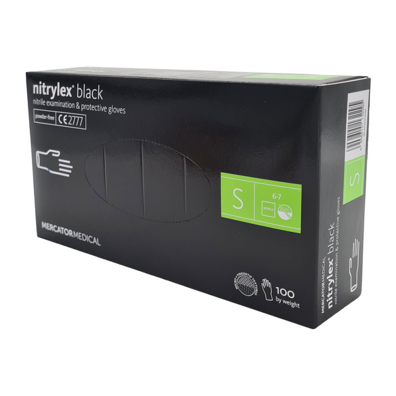 Rękawiczki nitrylowe S czarne Mercator Nitrylex Black 100sztuk