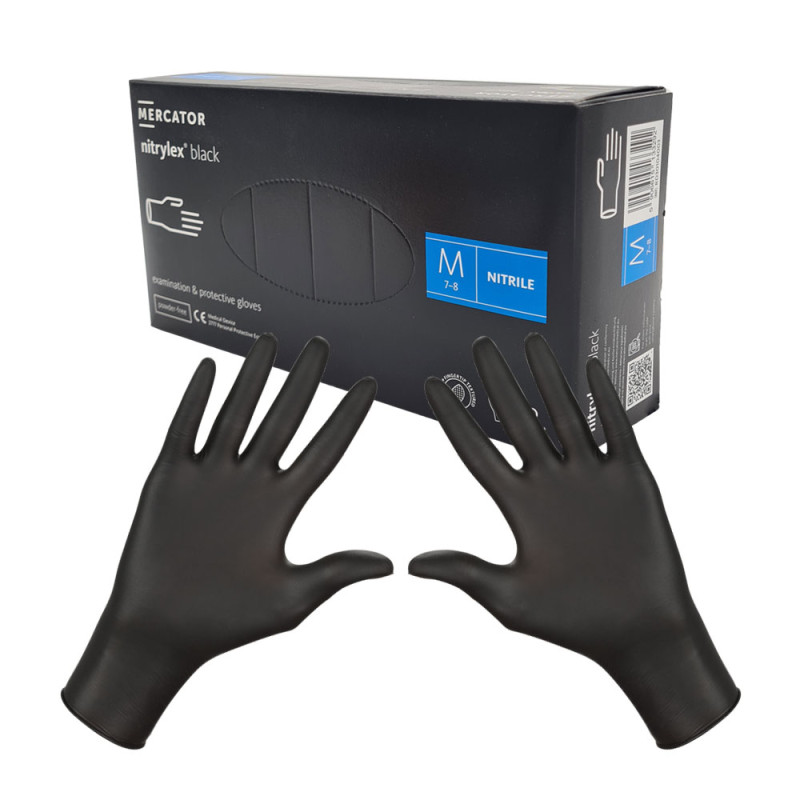 Rękawiczki nitrylowe M czarne Mercator Nitrylex Black 100sztuk