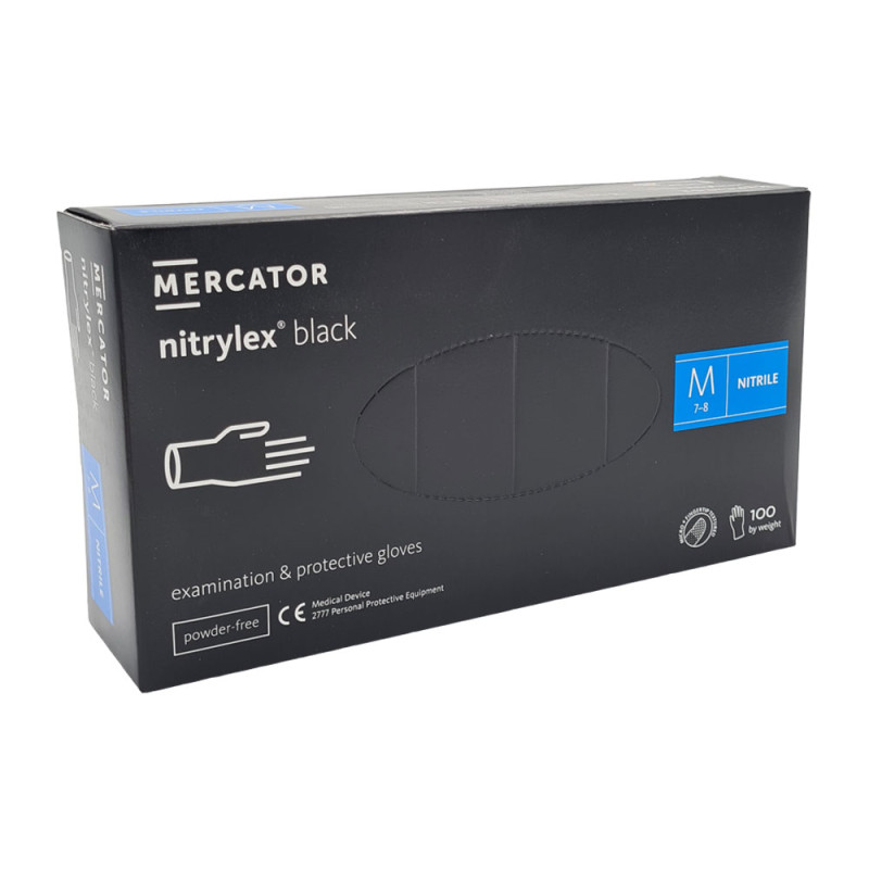 Rękawiczki nitrylowe M czarne Mercator Nitrylex Black 100sztuk