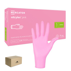 Rękawiczki nitrylowe S różowe Mercator Nitrylex Pink 100sztuk karton 10op