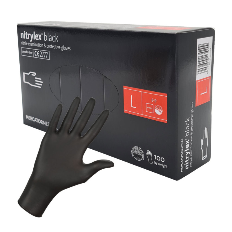 Rękawiczki nitrylowe L czarne Mercator Nitrylex Black 100sztuk