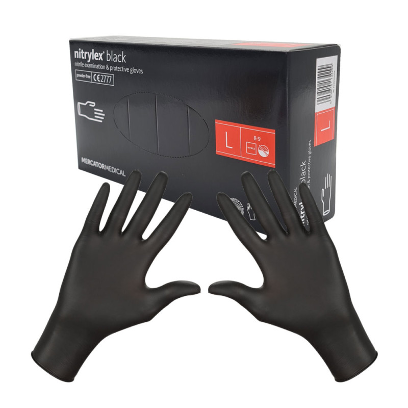 Rękawiczki nitrylowe L czarne Mercator Nitrylex Black 100sztuk