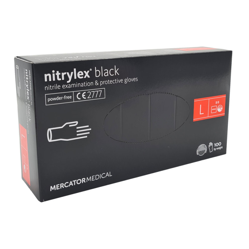 Rękawiczki nitrylowe L czarne Mercator Nitrylex Black 100sztuk