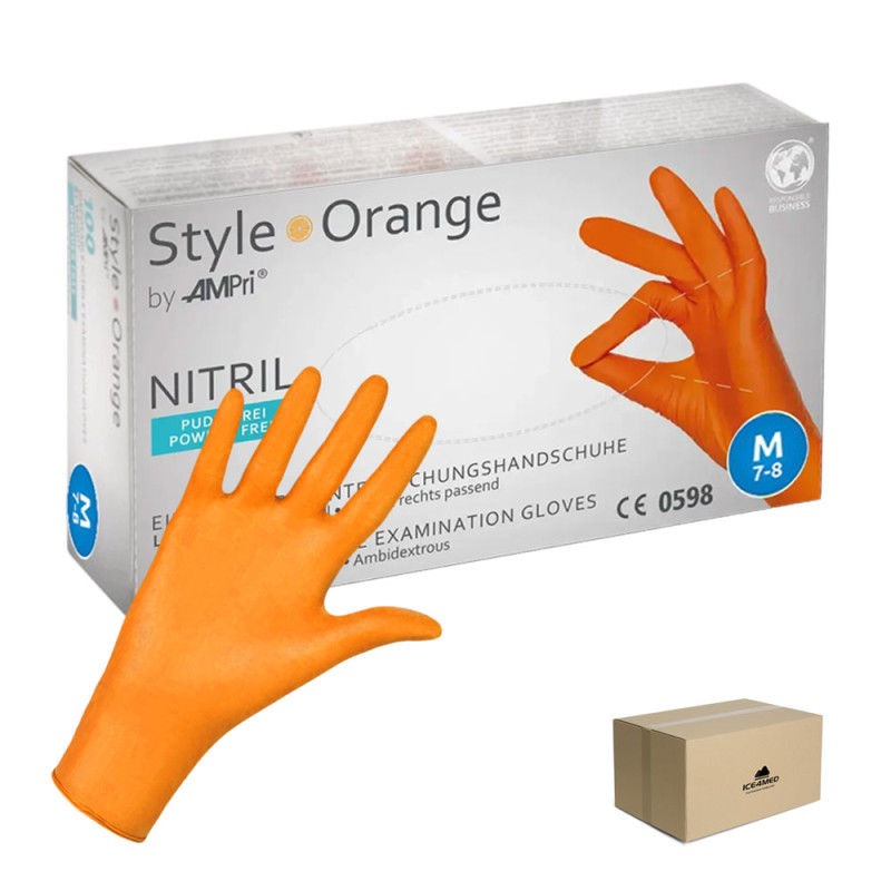 Rękawiczki nitrylowe M pomarańczowe Ampri Style Orange 100sztuk karton 10op