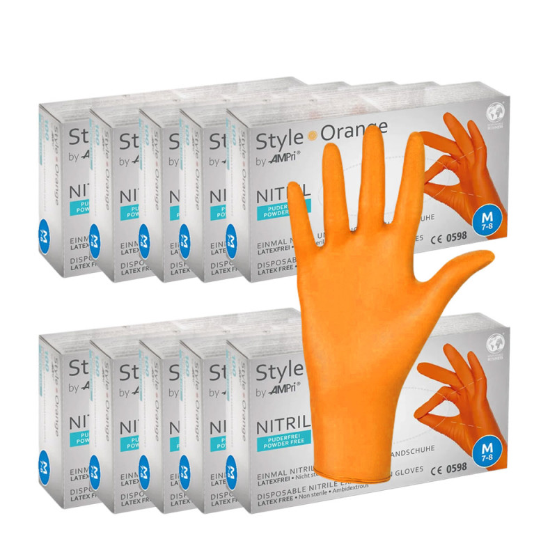Rękawiczki nitrylowe M pomarańczowe Ampri Style Orange 100sztuk karton 10op