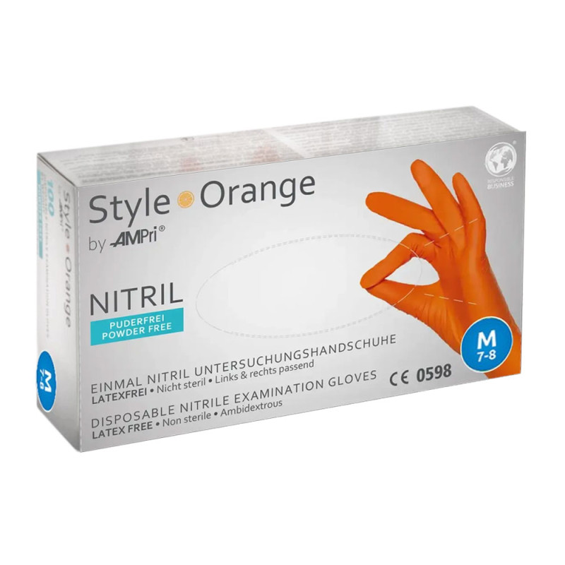 Rękawiczki nitrylowe M pomarańczowe Ampri Style Orange 100sztuk karton 10op