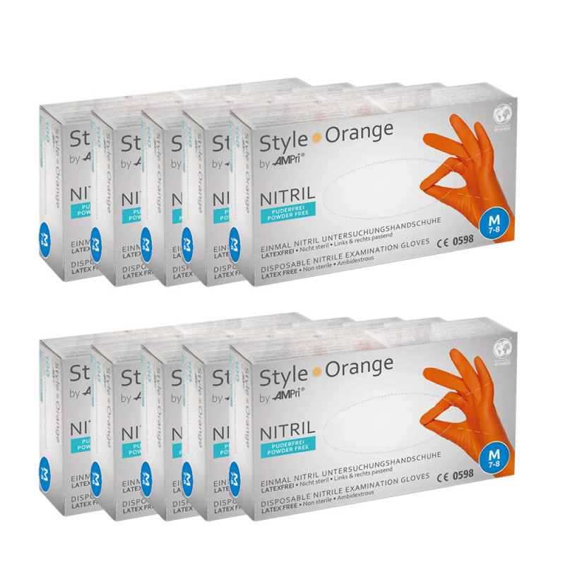 Rękawiczki nitrylowe M pomarańczowe Ampri Style Orange 100sztuk karton 10op