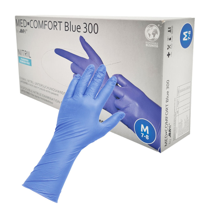 Rękawiczki nitrylowe M niebieskie Ampri Blue 300 100sztuk