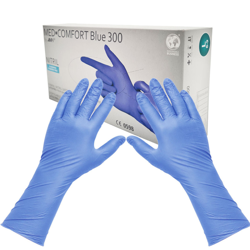 Rękawiczki nitrylowe L niebieskie Ampri Blue 300 100sztuk
