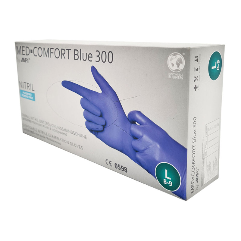 Rękawiczki nitrylowe L niebieskie Ampri Blue 300 100sztuk