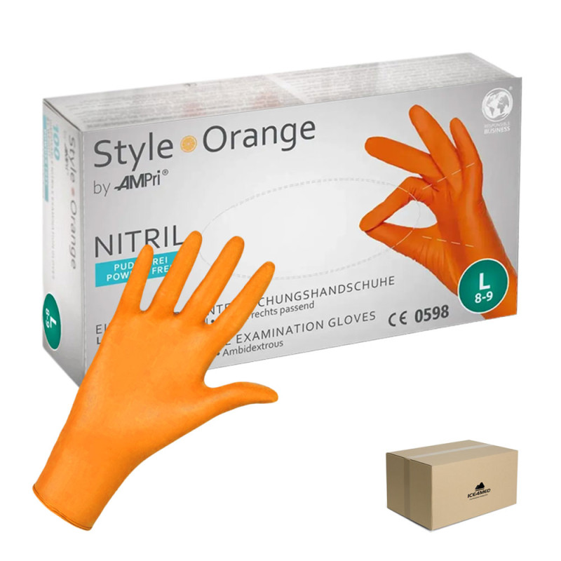 Rękawiczki nitrylowe L pomarańczowe Ampri Style Orange 100sztuk karton 10op
