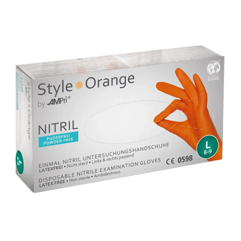 Rękawiczki nitrylowe L pomarańczowe Ampri Style Orange 100sztuk karton 10op