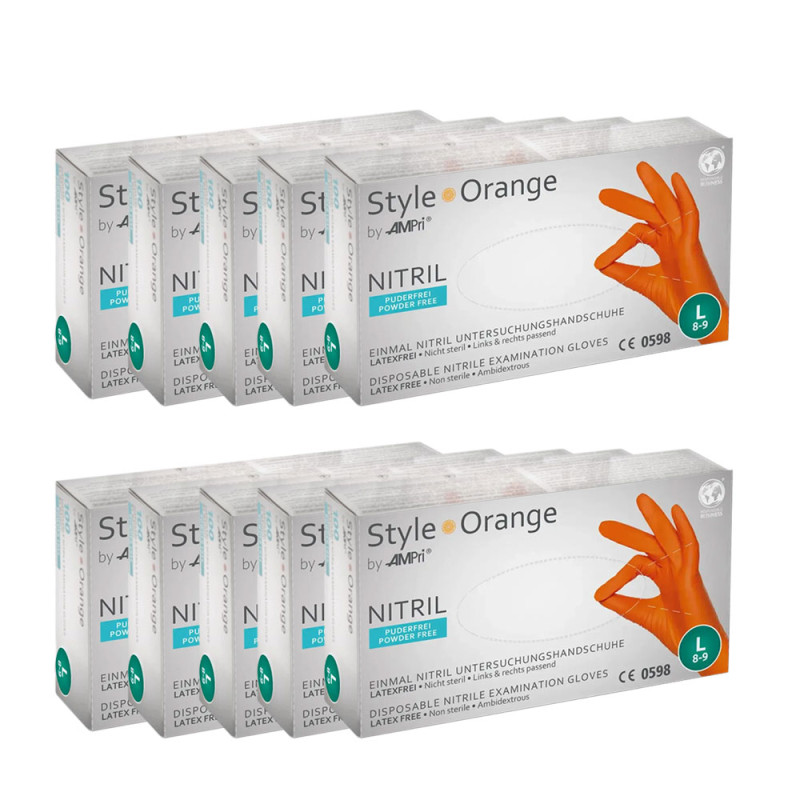 Rękawiczki nitrylowe L pomarańczowe Ampri Style Orange 100sztuk karton 10op