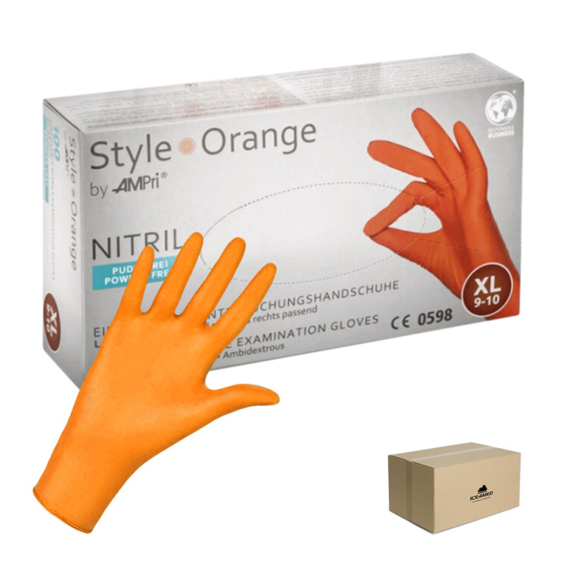 Rękawiczki nitrylowe XL pomarańczowe Ampri Style Orange 100sztuk karton 10op