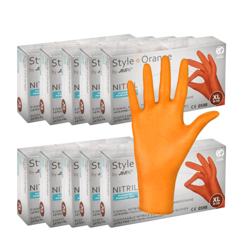 Rękawiczki nitrylowe XL pomarańczowe Ampri Style Orange 100sztuk karton 10op