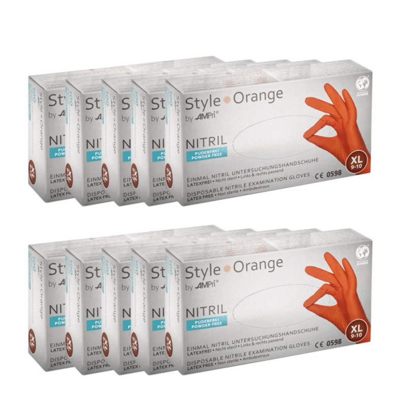Rękawiczki nitrylowe XL pomarańczowe Ampri Style Orange 100sztuk karton 10op
