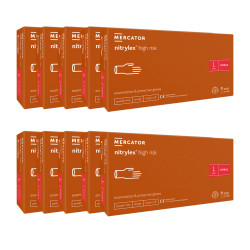 Rękawiczki nitrylowe L pomarańczowe Mercator Nitrylex High Risk 100szt karton 10op