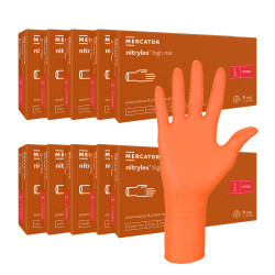 Rękawiczki nitrylowe L pomarańczowe Mercator Nitrylex High Risk 100szt karton 10op