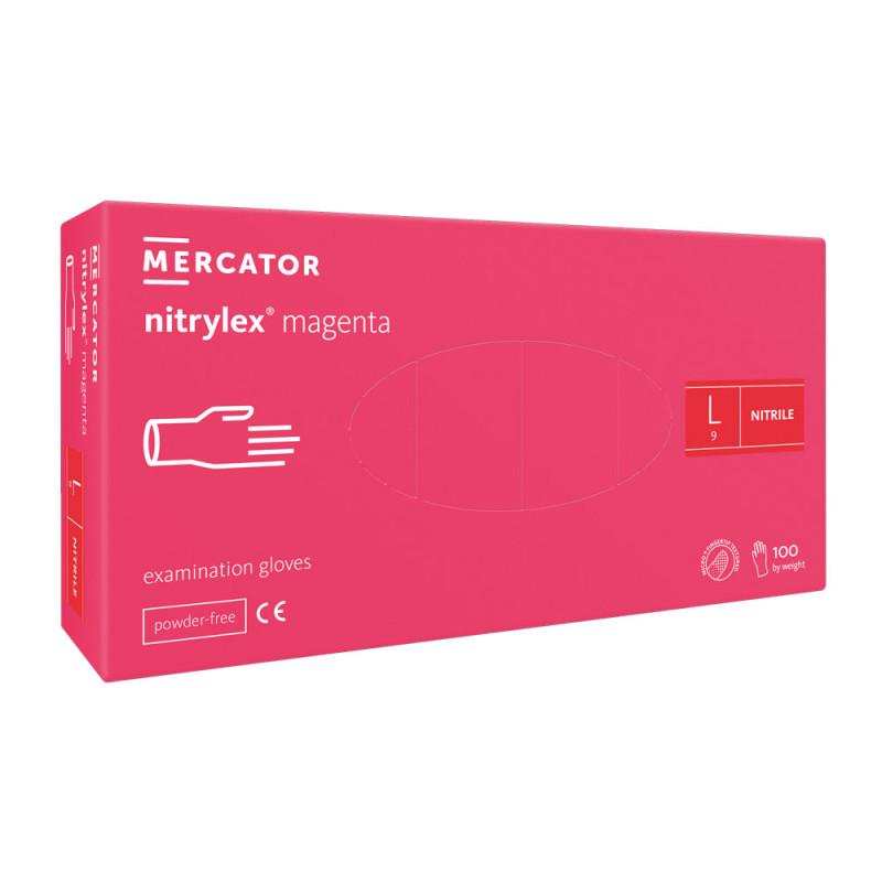 Rękawiczki nitrylowe L różowe Mercator Nitrylex Magenta 100sztuk