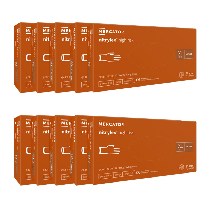 Rękawiczki nitrylowe XL pomarańczowe Mercator Nitrylex High Risk 100szt karton 10op