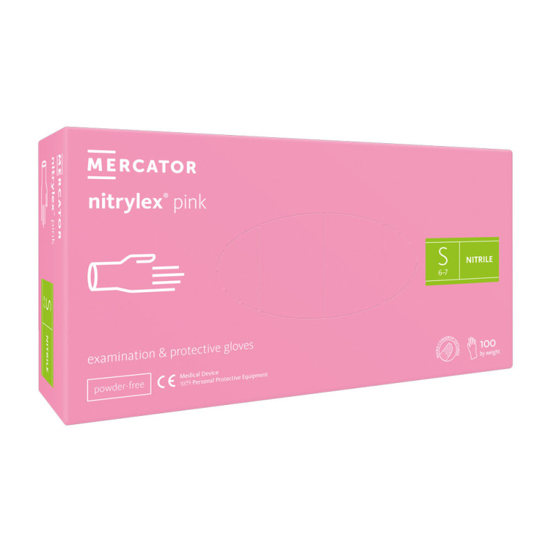 Rękawiczki nitrylowe S różowe Mercator Nitrylex Pink 100sztuk