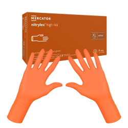 Rękawiczki nitrylowe XL pomarańczowe Mercator Nitrylex High Risk 100szt