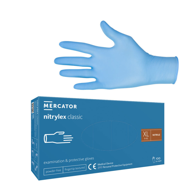 Rękawiczki nitrylowe XL niebieskie Mercator Nitrylex Classic 100sztuk