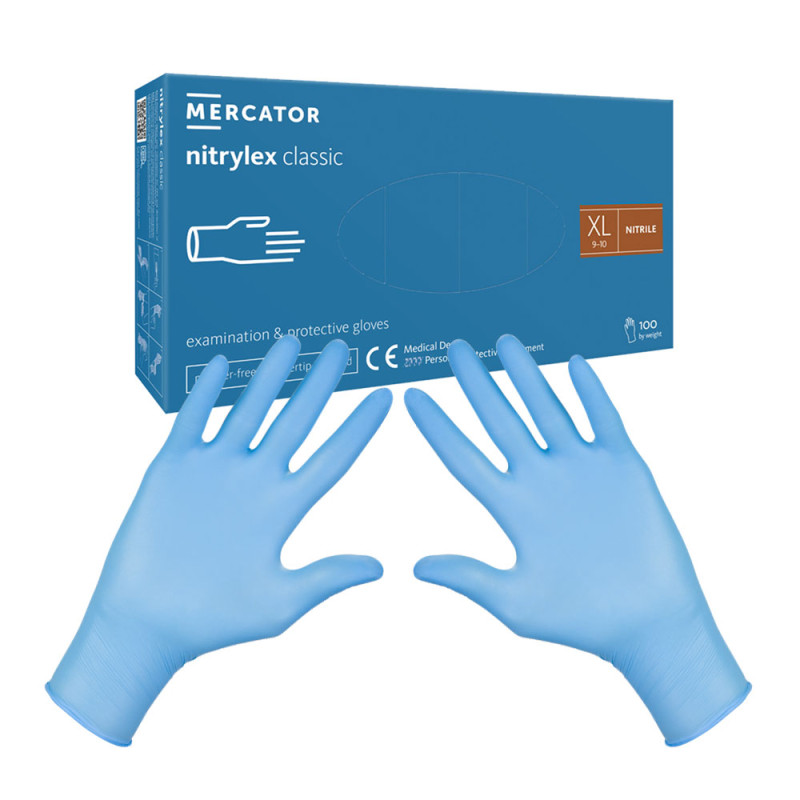 Rękawiczki nitrylowe XL niebieskie Mercator Nitrylex Classic 100sztuk
