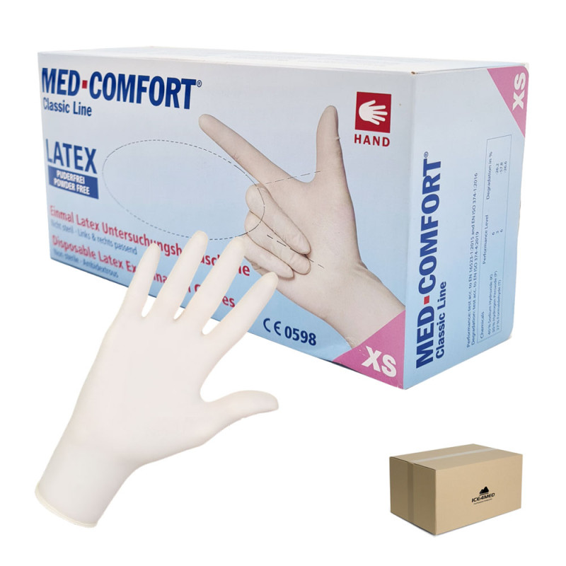Rękawiczki lateksowe XS Ampri Med Comfort 100sztuk karton 10op