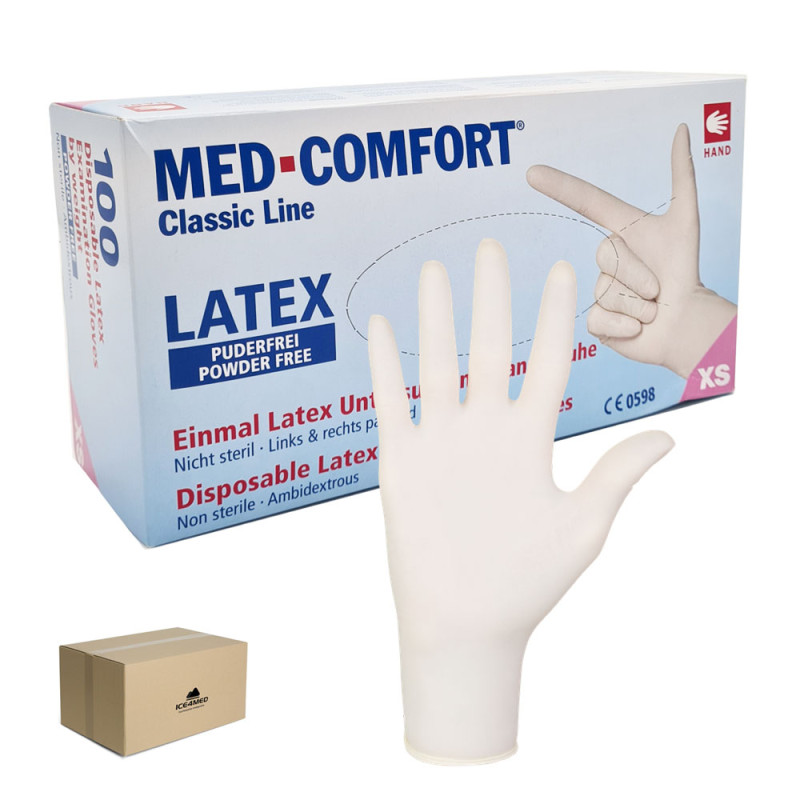 Rękawiczki lateksowe XS Ampri Med Comfort 100sztuk karton 10op