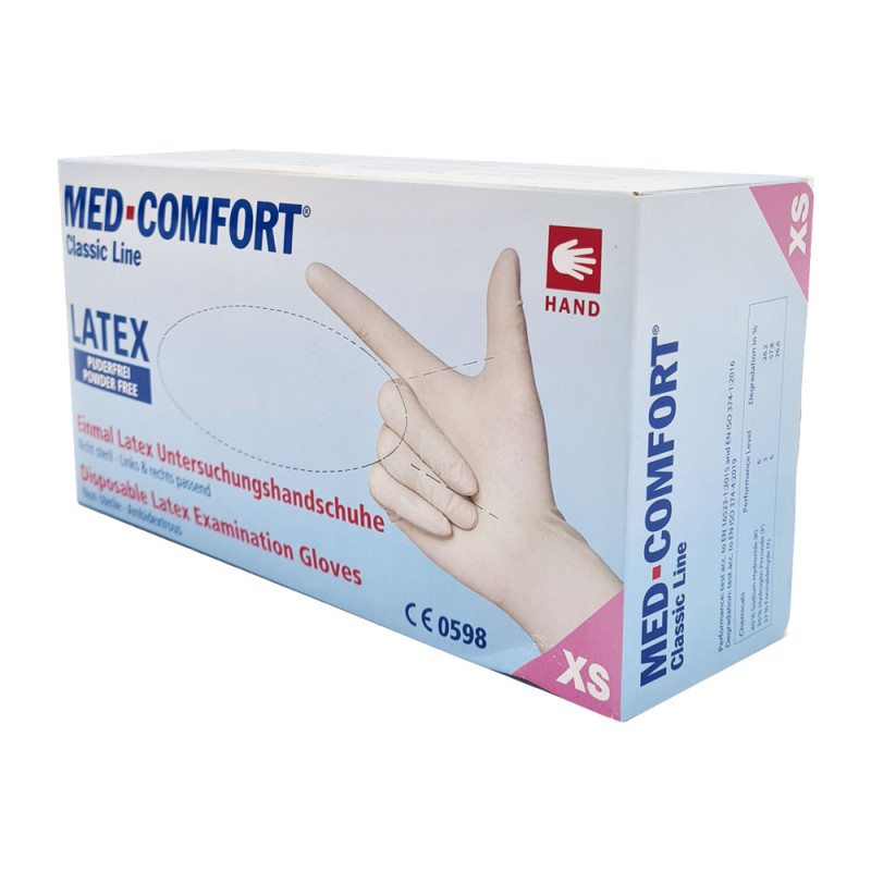 Rękawiczki lateksowe XS Ampri Med Comfort 100sztuk karton 10op