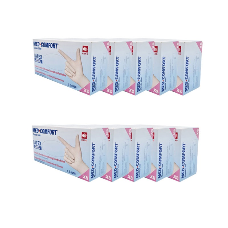Rękawiczki lateksowe XS Ampri Med Comfort 100sztuk karton 10op